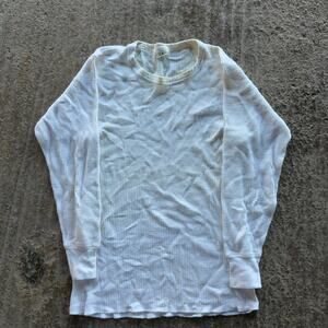 VINTAGE 90S NORTHWEST WAFFLE KNIT THERMAL LONG SLEEVE WARM MENS LARGE YELLOW